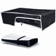 thumbnail image 1 of Funda protectora anti-polvo para PS5 Pro, modo horizontal para Disc & Digital Console, tela Oxford antiarañazos impermeable fácil acceso al puerto del cable - Negro con ribete blanco, 1 of 8