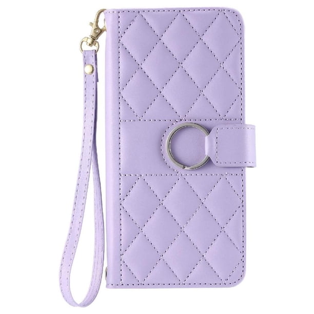 Funda Acolchada con Anilla y Correa para Samsung Galaxy S23 Slots para Tarjetas Morado