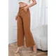 thumbnail image 3 of Pantalon Palazzo Tipo Lino Semi Formal Casual Boton Tiro Alto 3013, 3 of 3