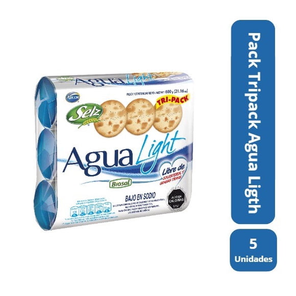 Pack 5 tripack Galletas De Agua Selz Light 600g