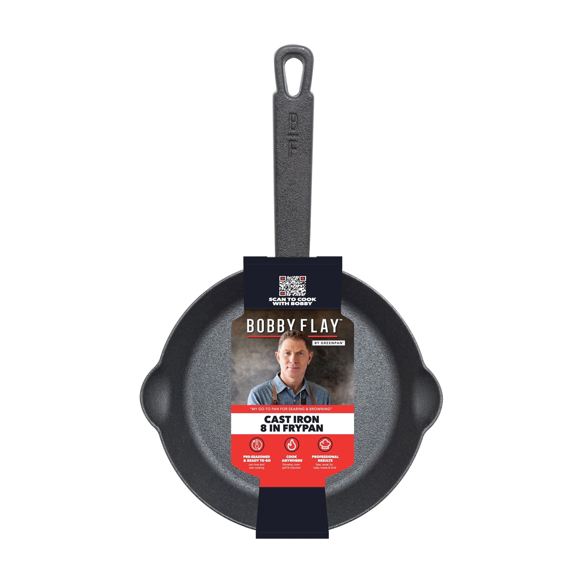 Sartén De Hierro Fundido Greenpan X Bobby Flay, 20 Cm, Presazonada