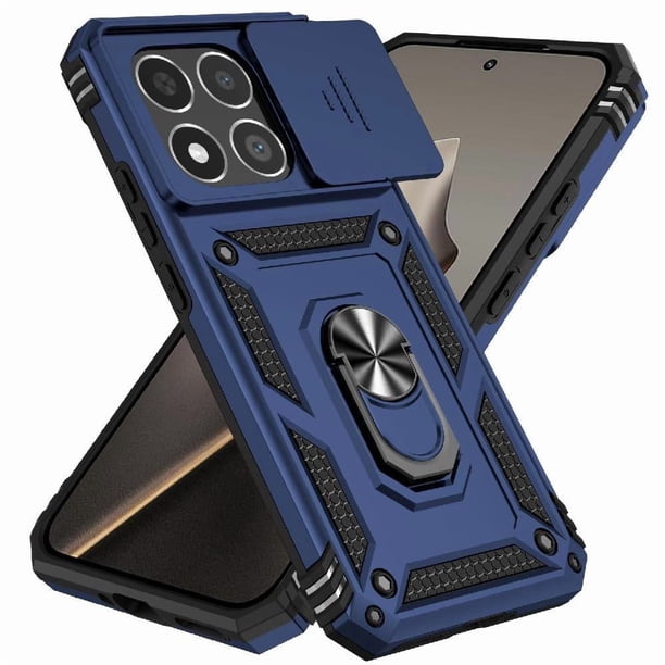 Funda Resistente Anillo Soporte Xiaomi 15T Privacidad Cámara Montaje Magnético Azul