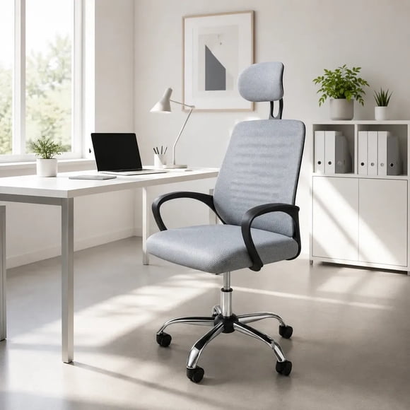 Silla Ejecutiva Escritorio Ergonomic Con Apoyacabeza Basic Gris