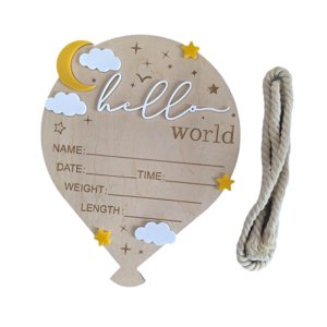 Magideal - Tablero De Bienvenida Para Recién Nacidos, Anuncio De Nacimiento, Decoración De Recuerdo Para La Habitación De Los Niños, Accesorio Fotográfico Grabad Blanco