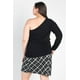 thumbnail image 4 of Top Negro de Canalé con un Solo Hombro, Talla 1XL, 4 of 5
