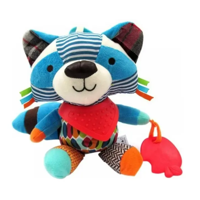 Juguete Sensorial Belug Con Mordedor Y Sonajero Color Celeste Diseño Mapache