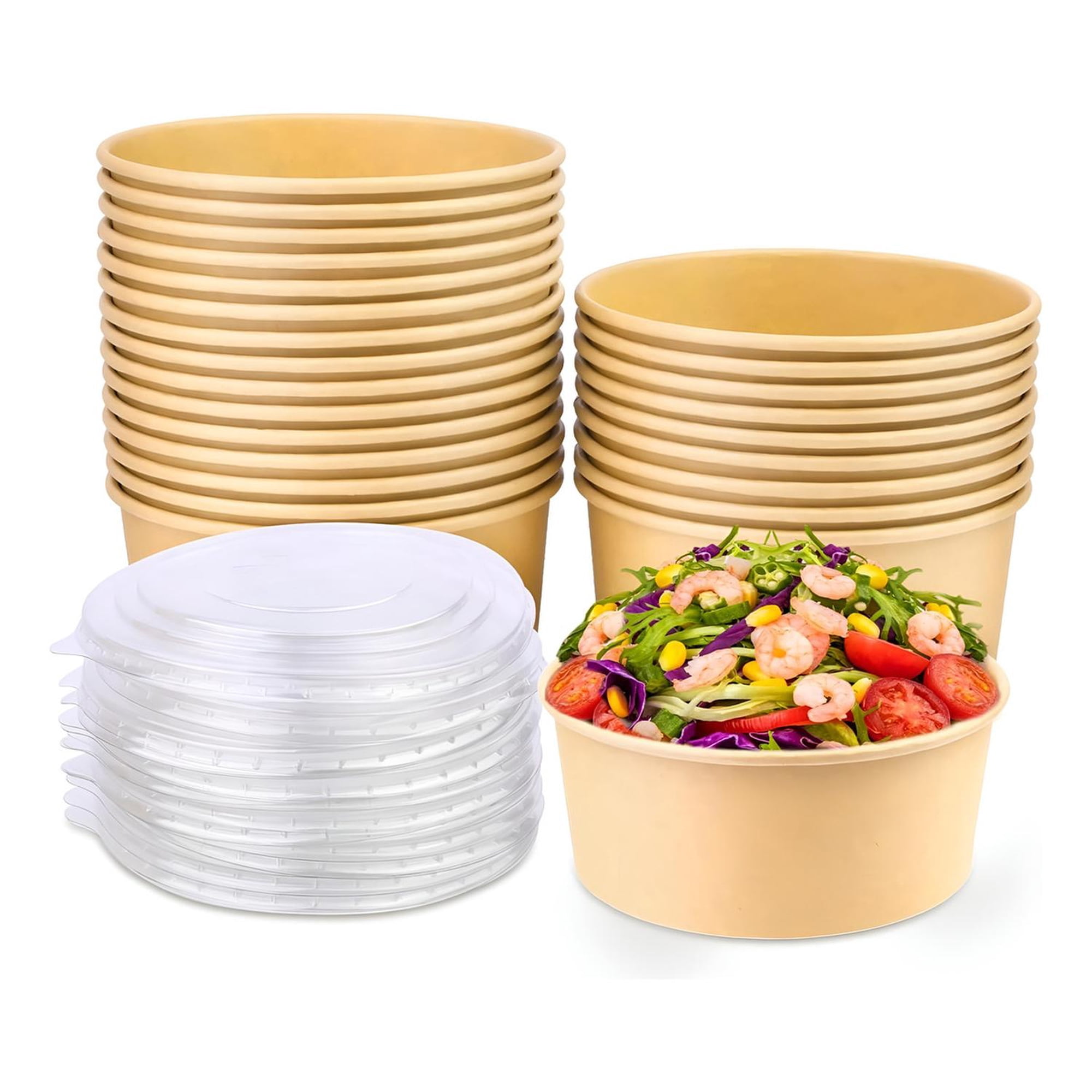 Pasteleriuscl - Bowl Con Tapa Bowls Plastico Bowl Kraft Envases 1000 Cc