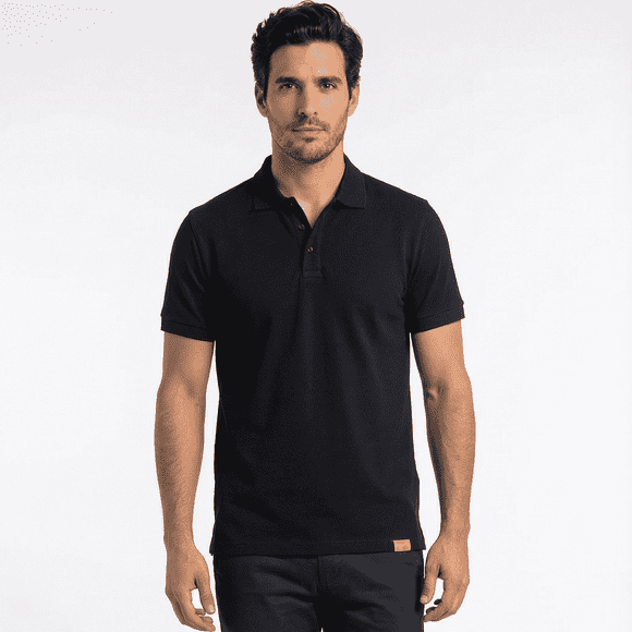 Polera Piqué Manga Corta Premium 60/40 Ideal Para Bordar Negro