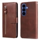 thumbnail image 4 of Funda tipo cartera para Samsung Galaxy S26 Plus con bolsillo con cremallera y ranuras para tarjetas – Función de soporte Marrón, 4 of 5