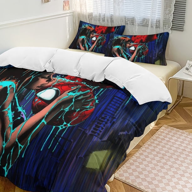 Spider-Man Family Bed 3 Piece Set Personalized Bedding Decor for Kids And Teens Anime Student Dormitory Cover