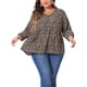 thumbnail image 1 of Agnes Orinda Blusas de Talla Grande para Mujer con Cuello en V, Mangas 3/4 Tipo Linterna, Camisas Florales con Peplum 1X Negro Naranja, 1 of 8