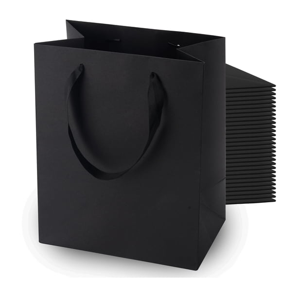 Bolsas de regalo MOXARYSU de papel negro, 30 unidades, 20 x 13 x 25 cm, para fiestas