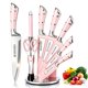 thumbnail image 1 of Juego de bloque para cuchillos Generic 9 piezas rosa 1,78 kg acero inoxidable, 1 of 7