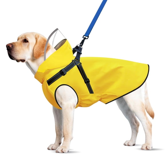 Chubasquero para perros Bsemax XL amarillo impermeable con arnés reflectante