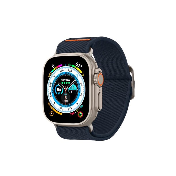 Correa Spigen Lite Fit compatible con Apple Watch – 44 / 45 / 46 / Ultra 49 MM – Tela - Azul / Conector Titanio