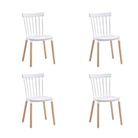 Midtown - Pack X4 Sillas De Comedor Madera Laqueada Blanca Windsor