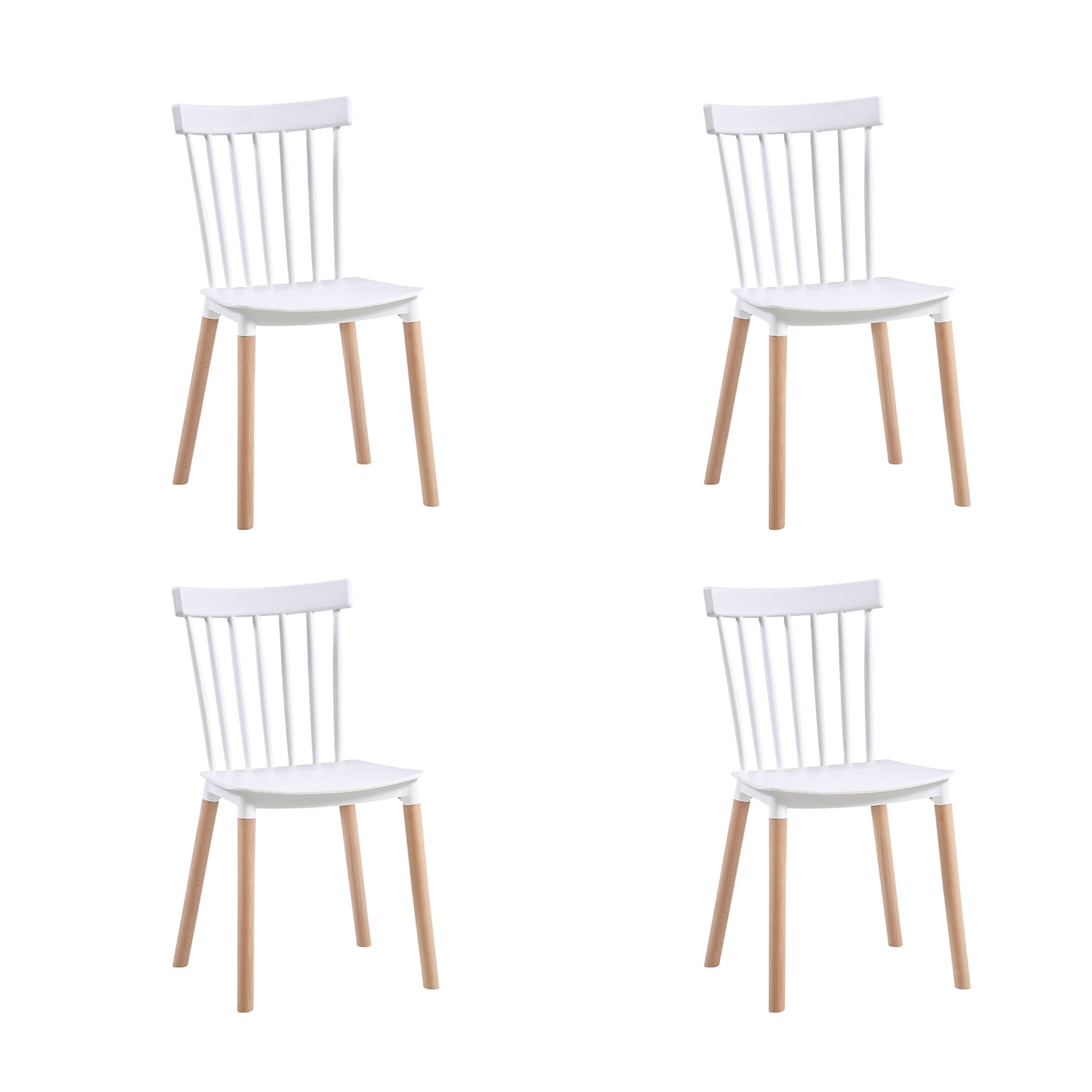 Midtown - Pack X4 Sillas De Comedor Madera Laqueada Blanca Windsor
