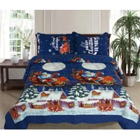 Casadeliacl - Cubrecama Navideño 2 Plaza Quilt De Verano Tf Azul Oscuro Trineo