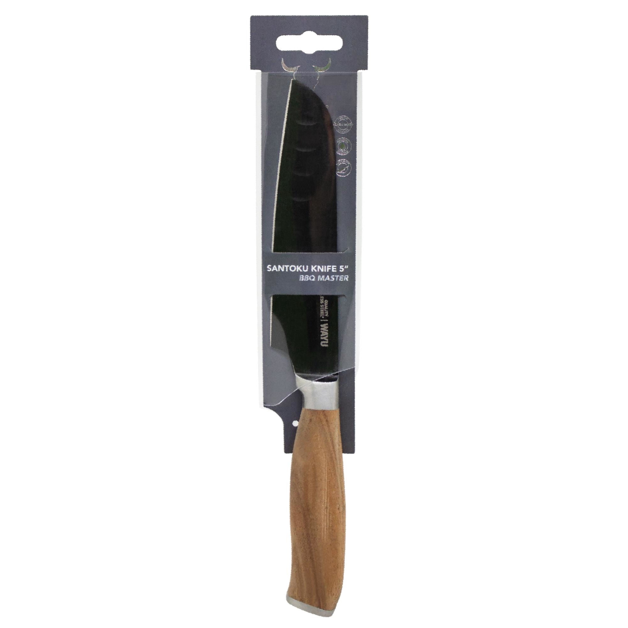Cuchillo Santoku 5.5" 1 Pieza Acero Inoxidable - Madera Café - Negro