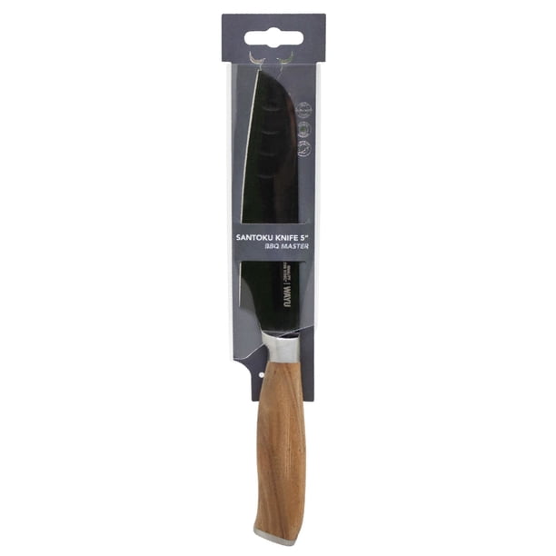 Cuchillo Santoku 5.5" 1 Pieza Acero Inoxidable - Madera Café - Negro