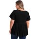 thumbnail image 5 of GRACIA Y GRANDEZA Blusas de Mujer Tallas Grandes Manga Corta Cuello Redondo Dobladillo con Volantes Bordado Ojal Blusas Babydoll 4X Negro, 5 of 7