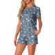 thumbnail image 4 of INSPIRE CHIC Pijamas de Manga Corta para Mujer con Bolsillos, Suave, con Botones, Ropa de Dormir y de Descanso con Pantalones Cortos de Cintura Elástica XL Gris Profundo Estrella, 4 of 6