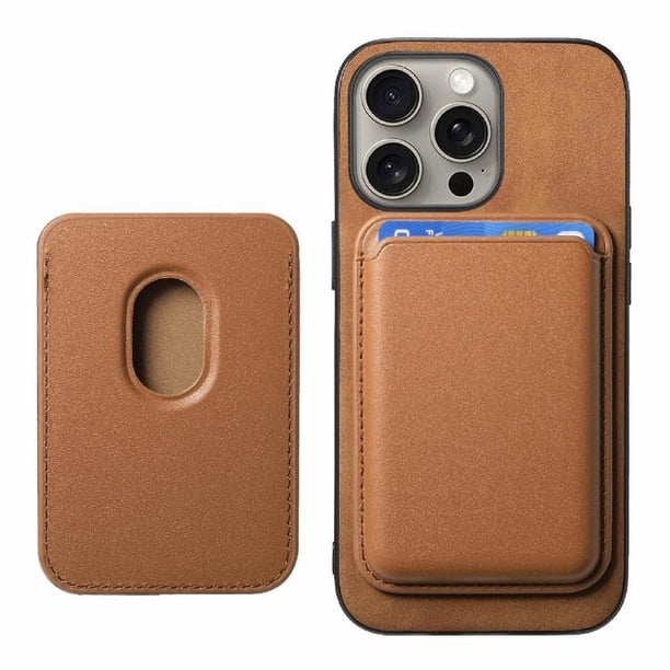 Funda de Cuero Magnética con Tarjetero para iPhone 16 Pro Cubierta Delgada Marrón