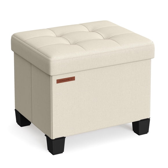 Reposapiés Storage Ottoman SONGMICS, tamaño pequeño, 32 x 40 x 33,5 cm, color crema