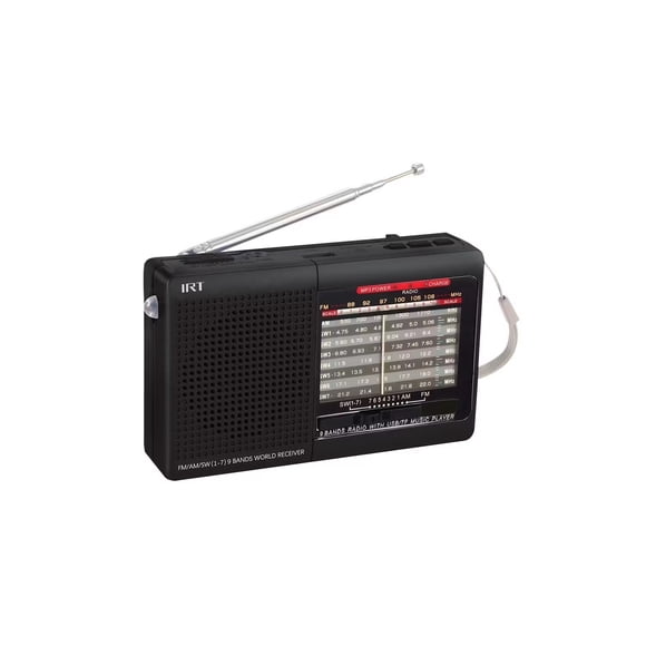Radio Portatil Irt Am/fm/sw/usb/msd 9 Bandas Negra