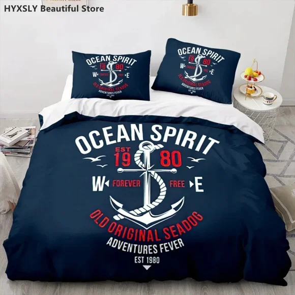 Ship Anchor Nautical Duvet Cover Sea Pillowcases Quilt Cover Home Decor Gift Fashion Bedding Set Bed Sheets