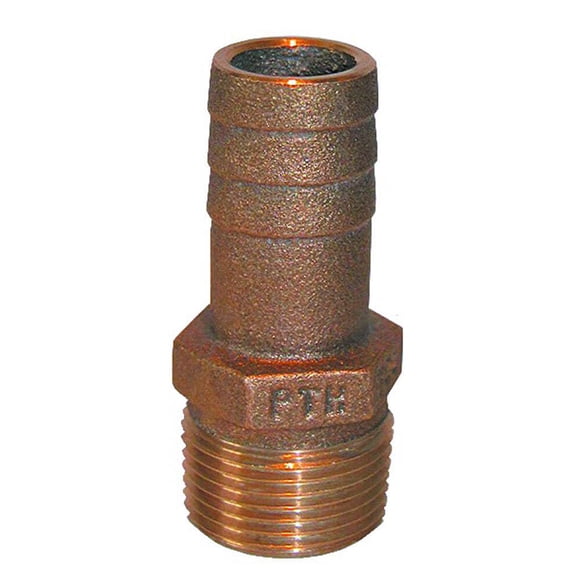 Montaje del tubo Groco Bronze a una manguera recta 1-1/4 NPT x 1-1/4 ID
