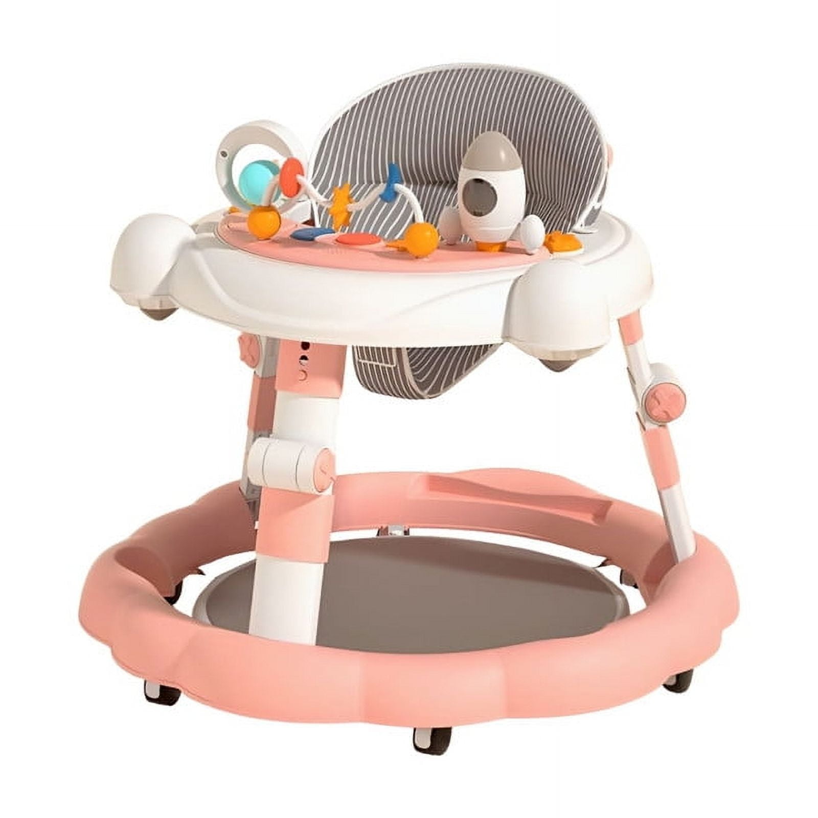 Babyluna - Andador Plegable Ajustable Con Juguete, Pisador Y Música Rosa