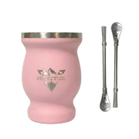 Casako Trail - Vaso Matero Térmico 240 Ml Con 2 Bombillas Acero Inoxidable Rosa Melón