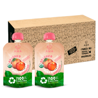 Ama Time - Pack 32 Unid - Puré Manzana Durazno Reciclable 90 Grs