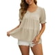 thumbnail image 1 of INSPIRE CHIC Blusas de maternidad para el Día de la Madre de mujer Boho con volantes, cuello en V, botones, manga corta, camisas escalonadas, sueltas y casuales, S albaricoque, 1 of 6