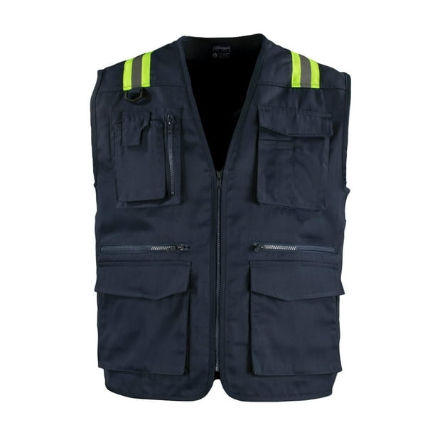 Chaleco Geólogo Gabardina Dual Hi-Vis Con Cinta Día y Noche Hombre Azul