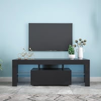 M&Ms - Black Tv Stand With Led Rgb Lights,Flat Screen Tv Cabinet, Gaming Consoles - In Lounge Room, Living Room And Bedroom(Black)
