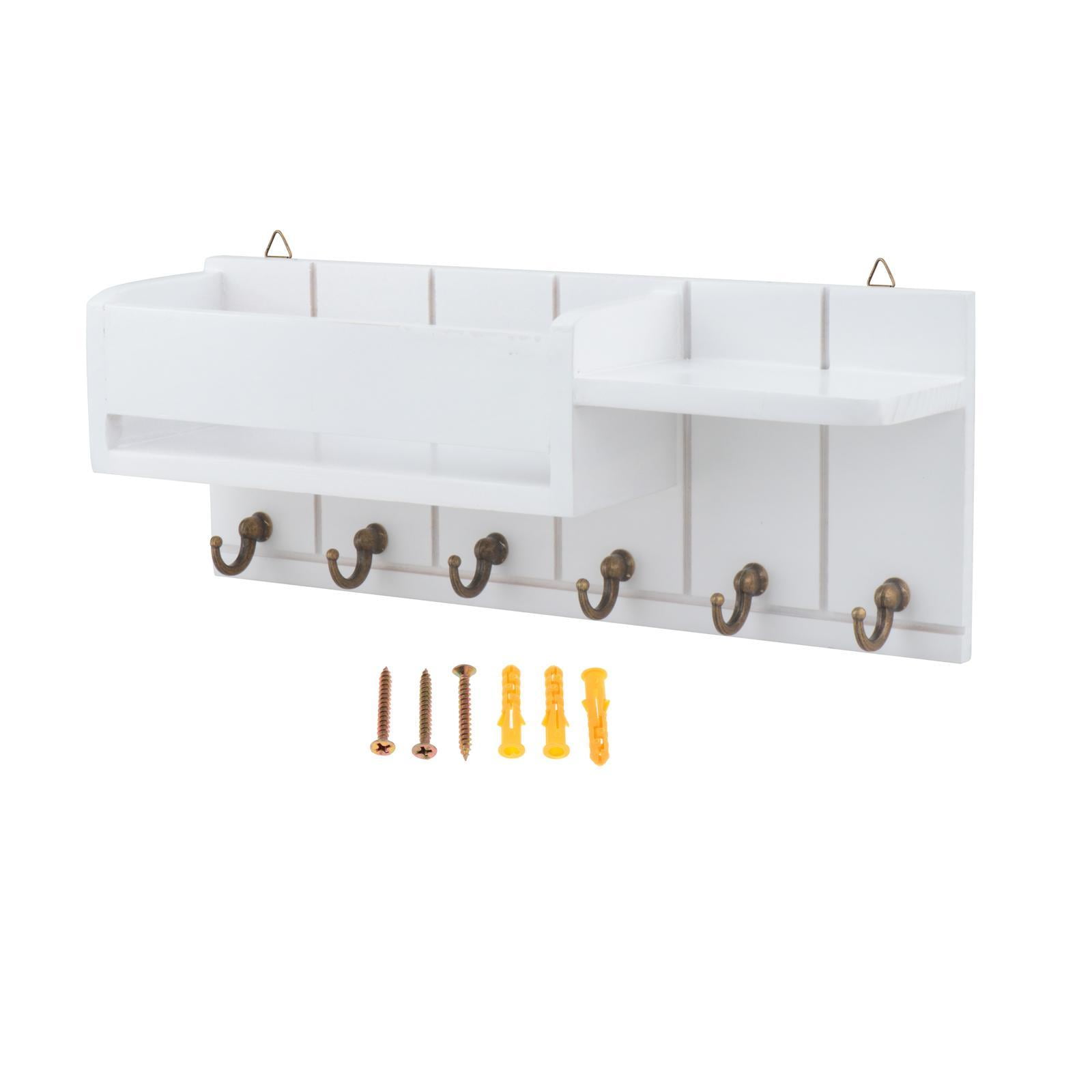 Magideal - Organizador De Pared De Madera Para Llaves Y Correo, Ideal Para Guardar Llaveros Y Otros Artículos Decorativos. También Sirve Como Soporte Para Bolsas Blanco