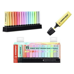 Set 15 Destacadores Stabilo Boss Pastel + Deskset