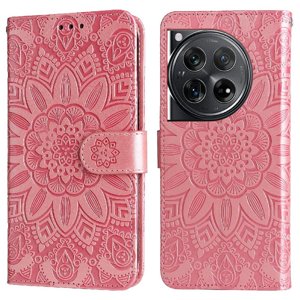 Funda Tipo Cartera Foxdock Para Oneplus 12 , Diseño Girasol En Relieve, Cuero Pu, Cierre Magnético, Soporte Y Tarjetero