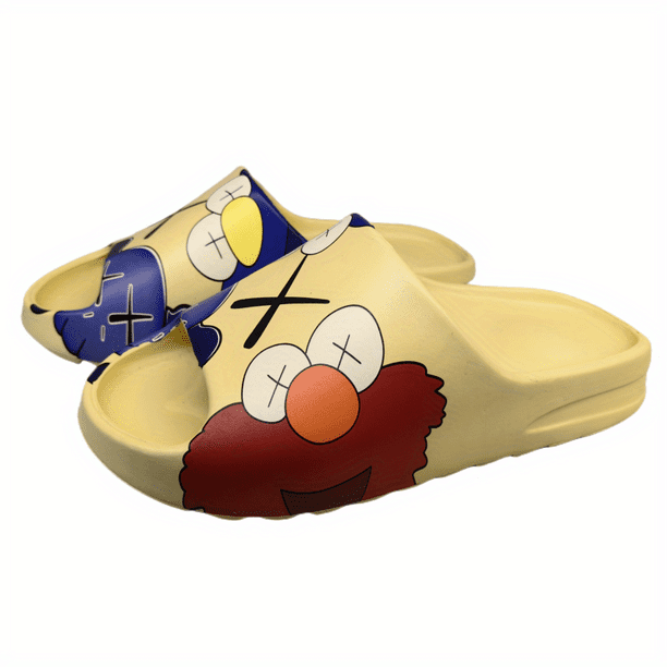 Men's Anime Print Non-Slip Platform Slides, Comfortable Soft Sole Cloud Slides For Indoor Outdoor Bathroom Beach, Summer