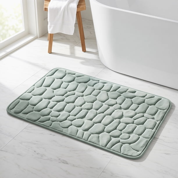 REGALWOVEN Alfombras de Baño de Espuma de Memoria Ultra Suaves Antideslizantes Absorbentes de Agua Secado Rápido Alfombra de Baño Gris 20" x 32"