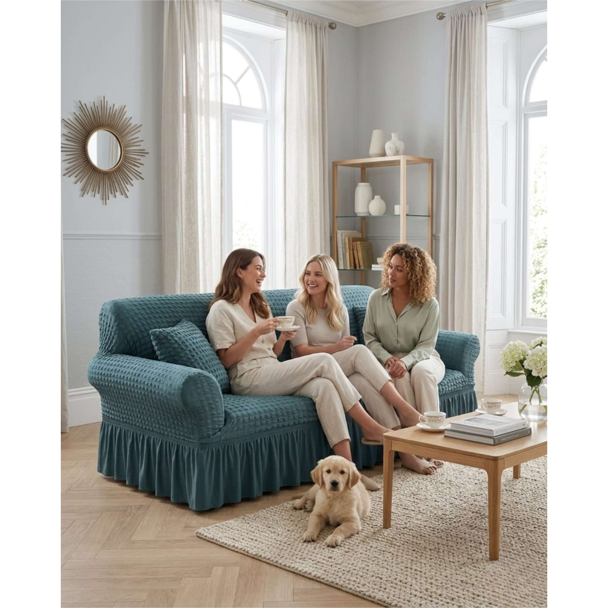 Mylhogar - Funda De Sofa Turca De 2 Cuerpo Diseño Premium Con Faldon