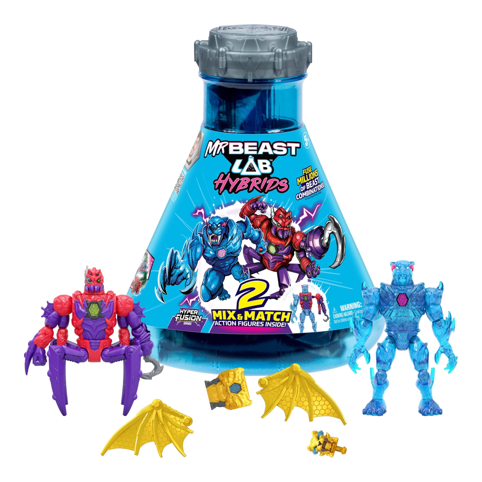 Pack Múltiple De Figuras De Acción Mrbeast Lab Hybrids Con Dragón Dorado