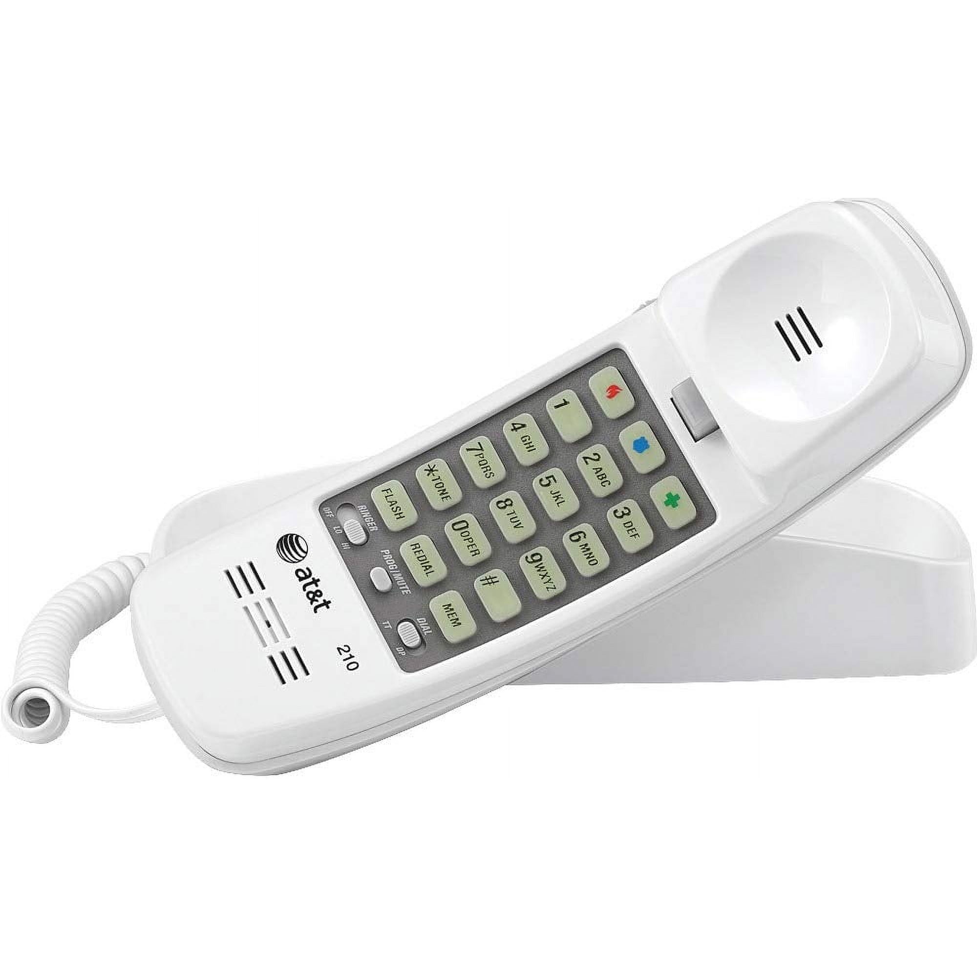 Teléfono Con Cable At&t 210 Basic Trimline Para Montaje En Pared, Blanco