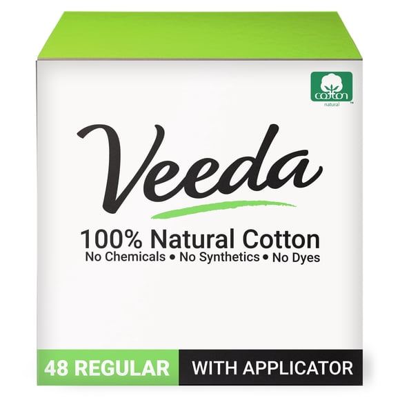 Tampones Veeda 100% algodón natural, regulares, 48 unidades