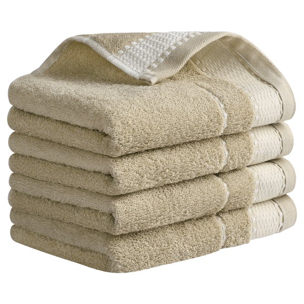 REGALWOVEN Toallas de Mano para Baño Juego de Algodón Suave Absorbente Toalla Decorativa para Secado de Manos y Lavado de Cara Marrón 4 Piezas