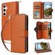 thumbnail image 1 of Funda Cartera con Cremallera y Correa para Samsung Galaxy S25 Soporte y Tarjetero Marrón, 1 of 6