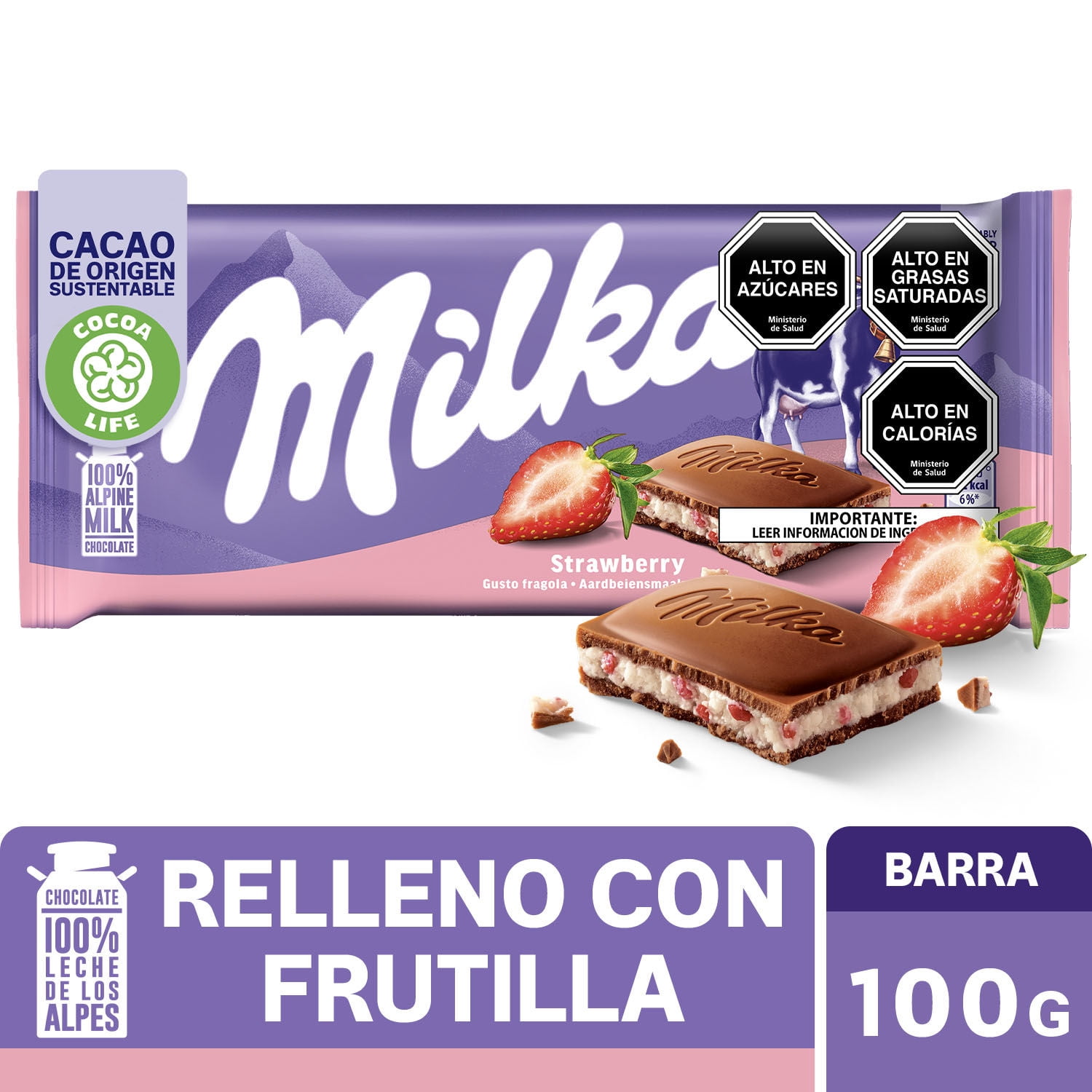 Chocolate Relleno Yogurt Frutilla 100 g Milka