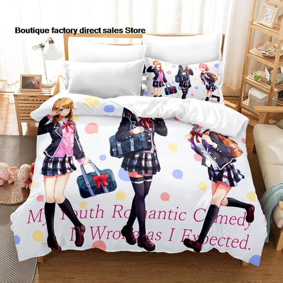 Yahari Ore no Seishun Love Comedy wa Bedding Set Single Twin Full Queen King Size Bed Set Aldult Kid Bedroom Duvetcover Sets 3Bed Sheets